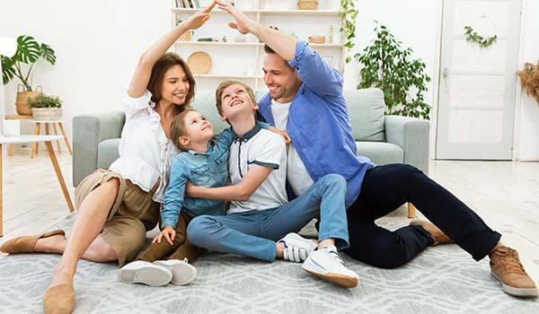 Family in living room